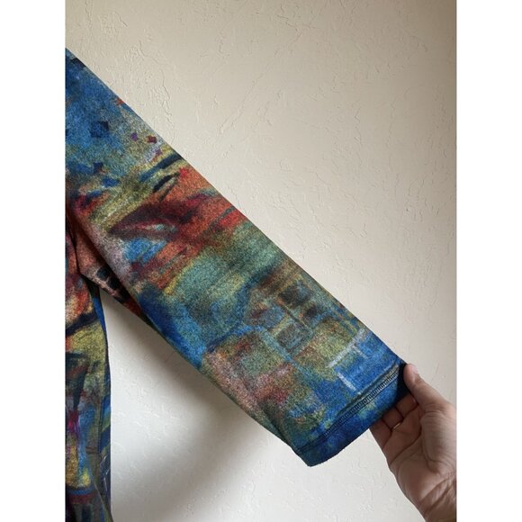 Ali Miles 2X Multicolor Watercolor City Scene 3/4 Sleeve Ultrasoft Fleece Tunic - Picture 5 of 7